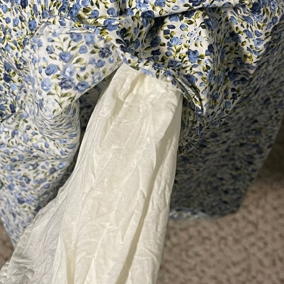 Hyacinth House Blue Floral Maxi Dress Puff Sleeve Ruffle Prairie Cottagecore XS - Picture 9 of 13